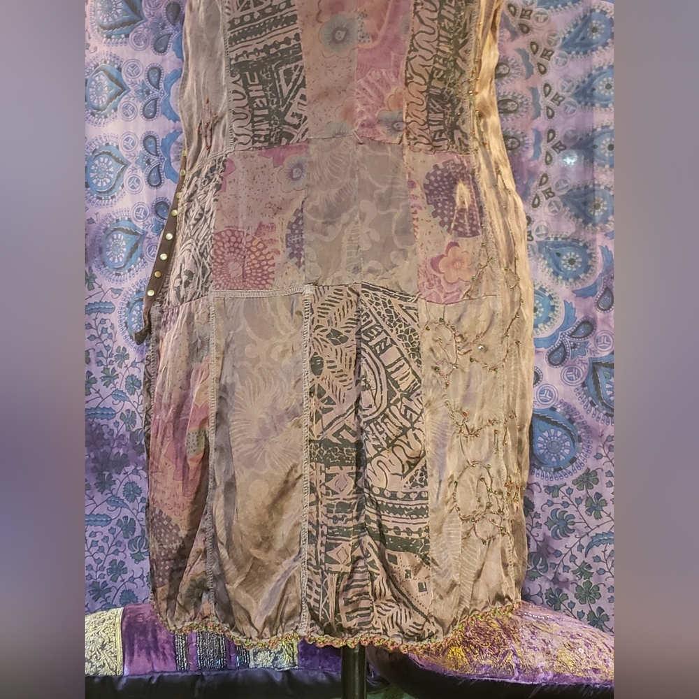 Guru 100% Silk Pattern Patchwork Gorgeous Dress. … - image 4